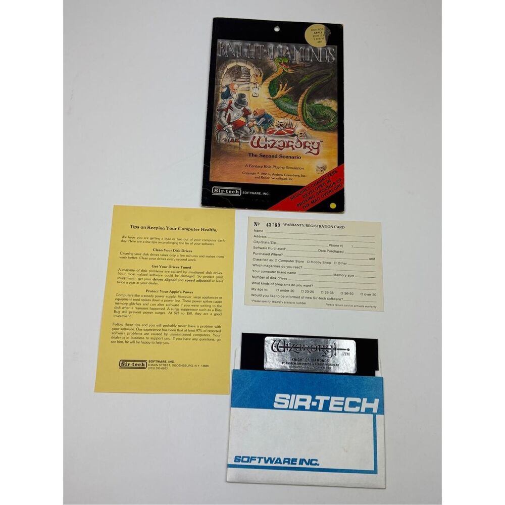 1982 Wizardry Knight of Diamonds The Second Scenario - Sir-Tech For Apple II DL2